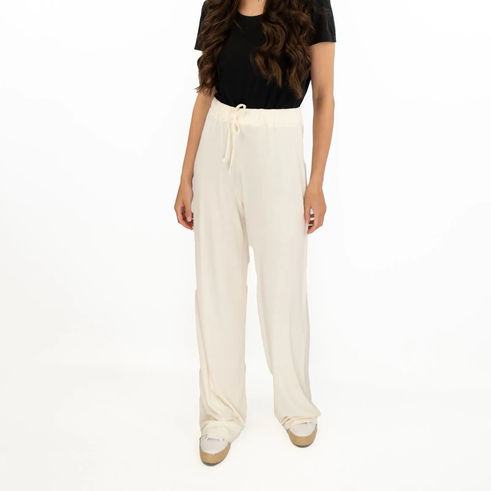 Coast Cream Stretch Drawstring Joggers Elasticated Waist Long Wide Leg Trousers