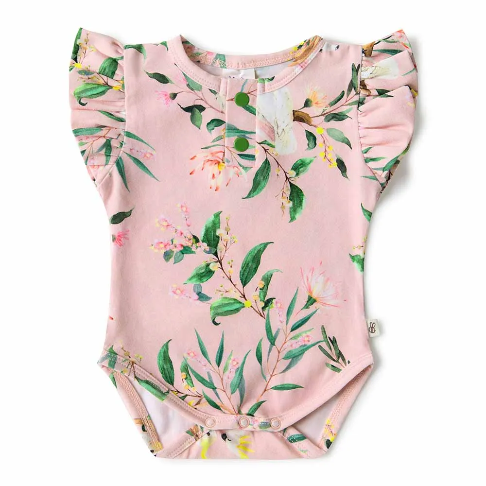 Cockatoo Short Sleeve Organic Bodysuit with Frill