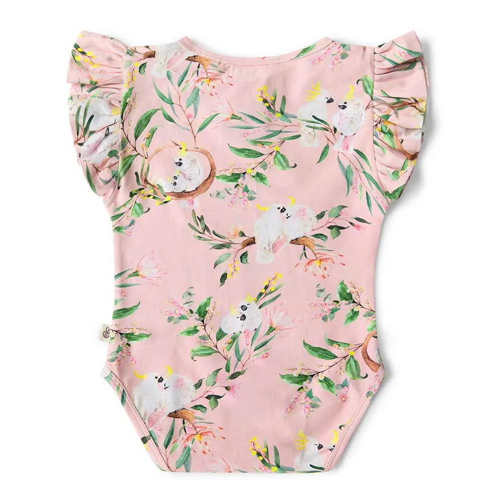 Cockatoo Short Sleeve Organic Bodysuit with Frill