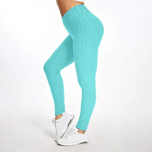 Colorful Womens Yoga Pants High Waist Workout Leggings Running Pants A1-mint Green S