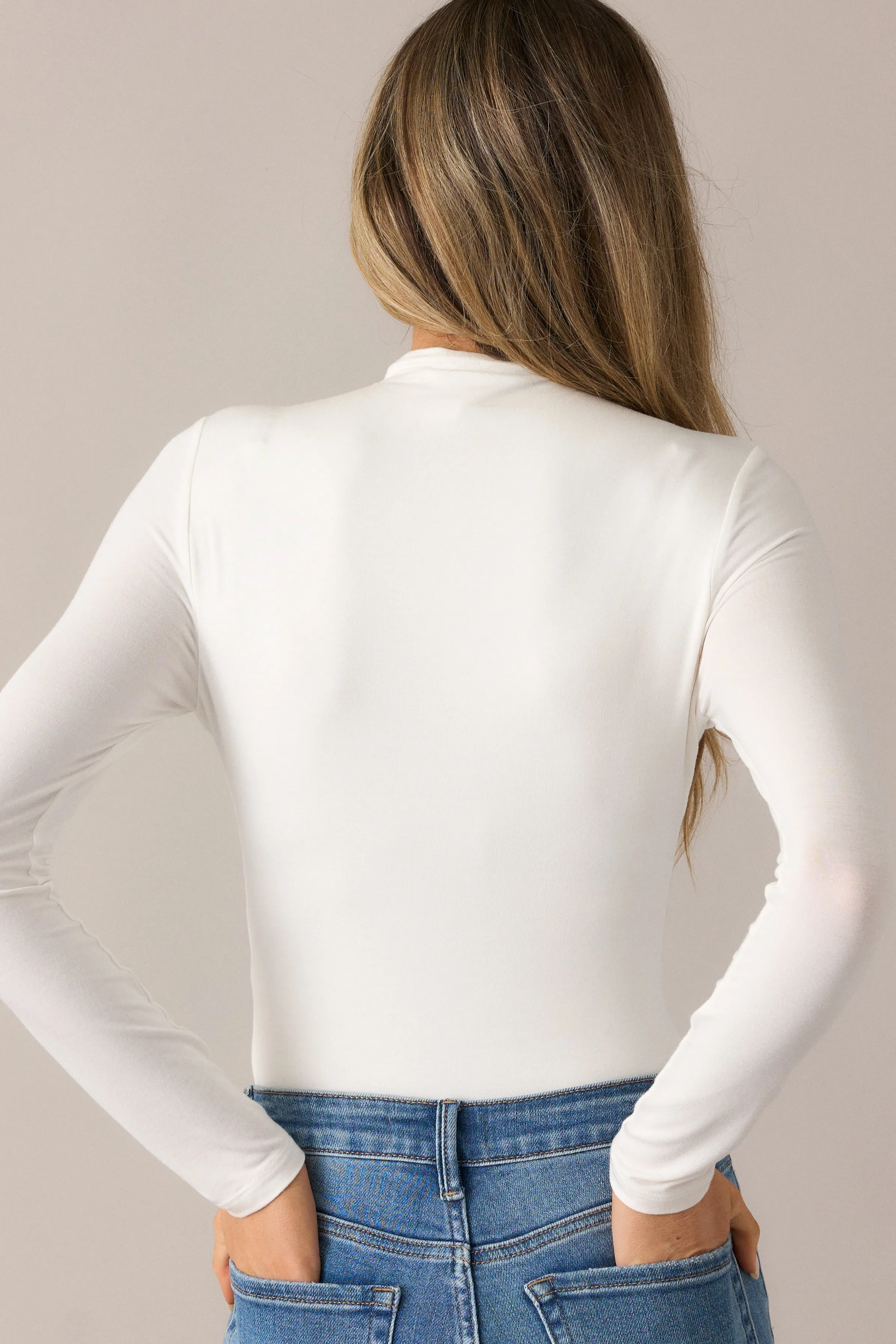 Come Back Around Ivory Mock Neck Bodysuit