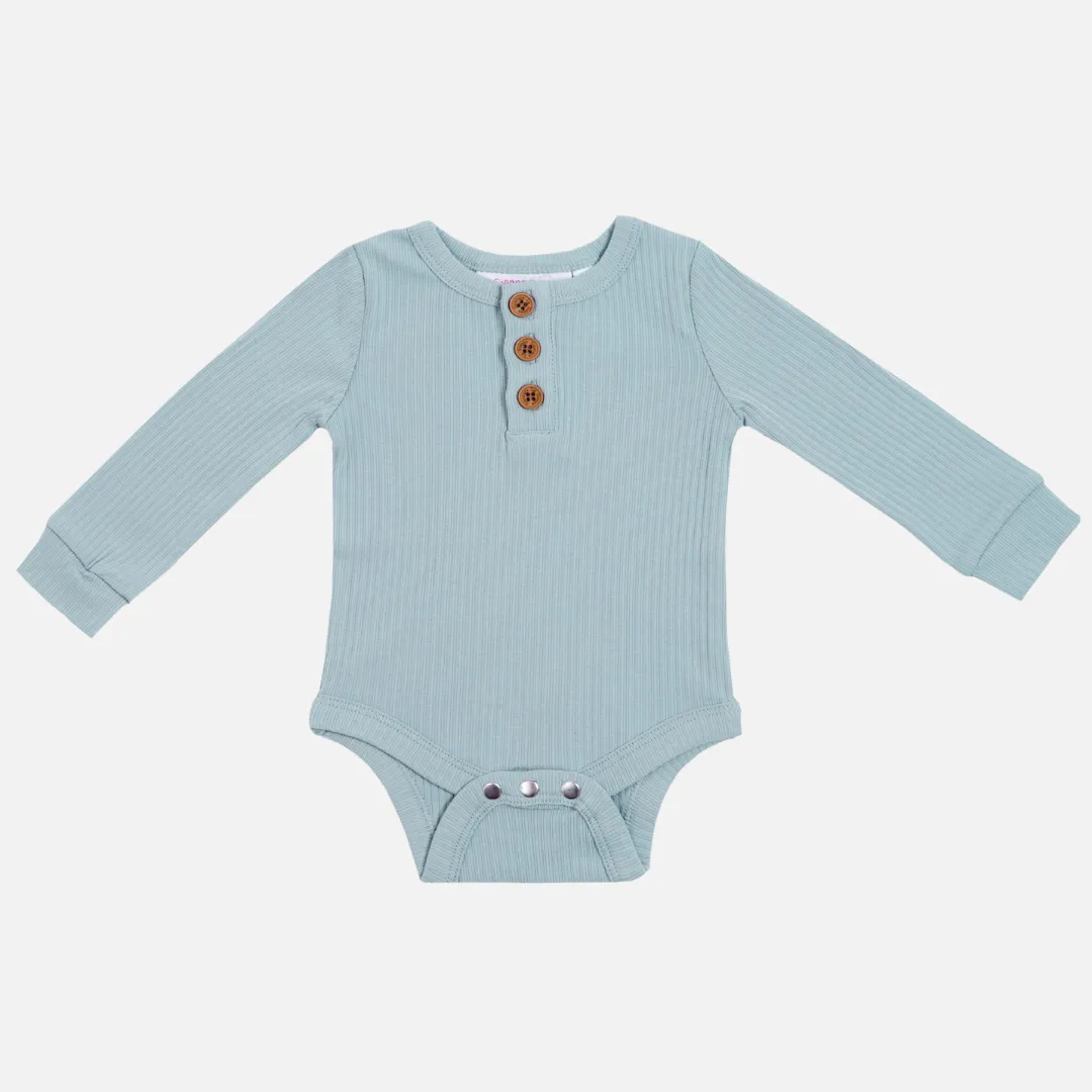 Cozy Long Sleeve Bodysuit/Top - Steel Blue