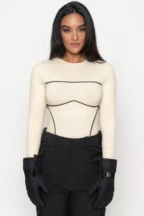 Cream/Black Pilar Piped Bodysuit