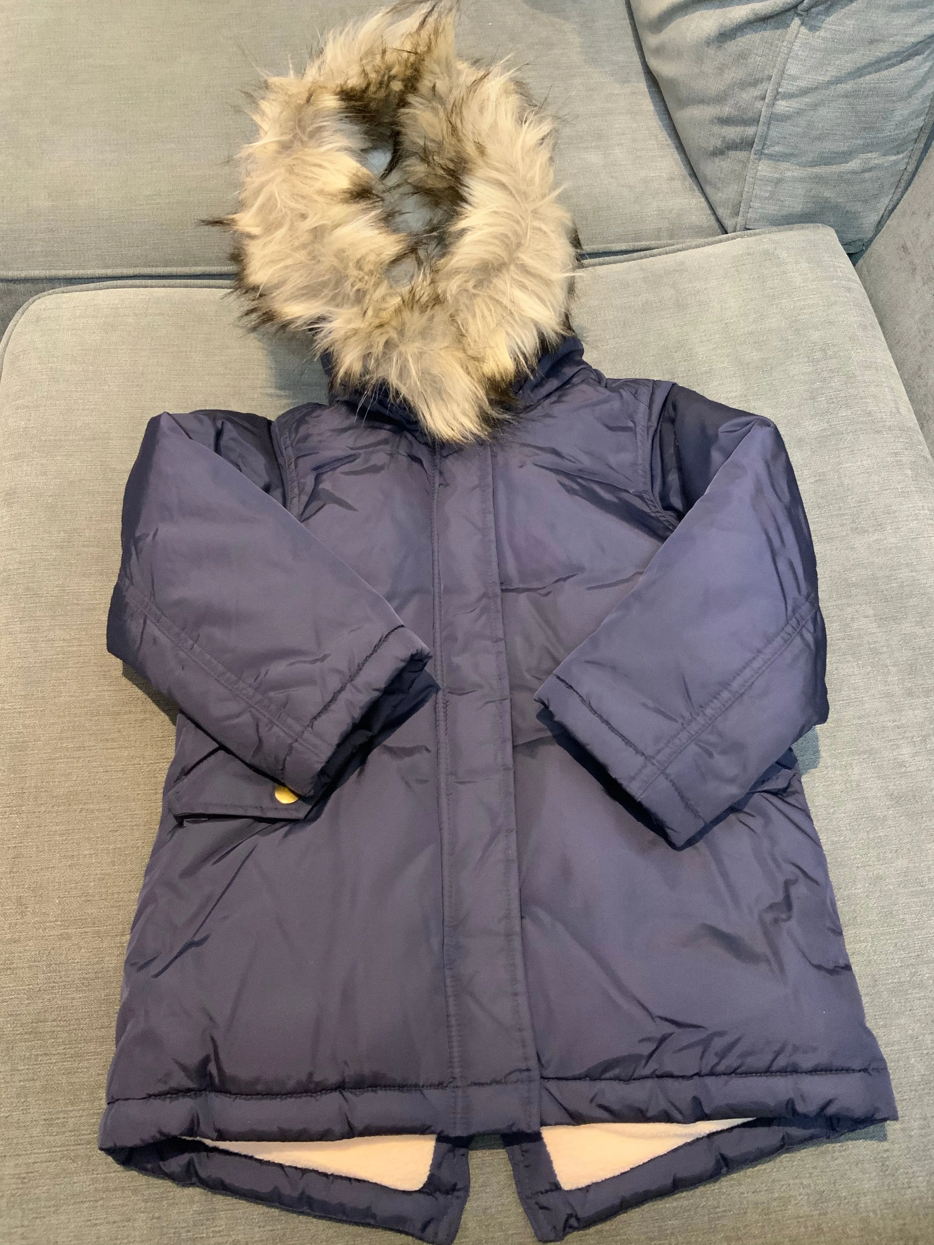 Crewcuts by J. Crew Girls' Puffer Parka Navy Winter Coat Jacket Size 4-5 years children