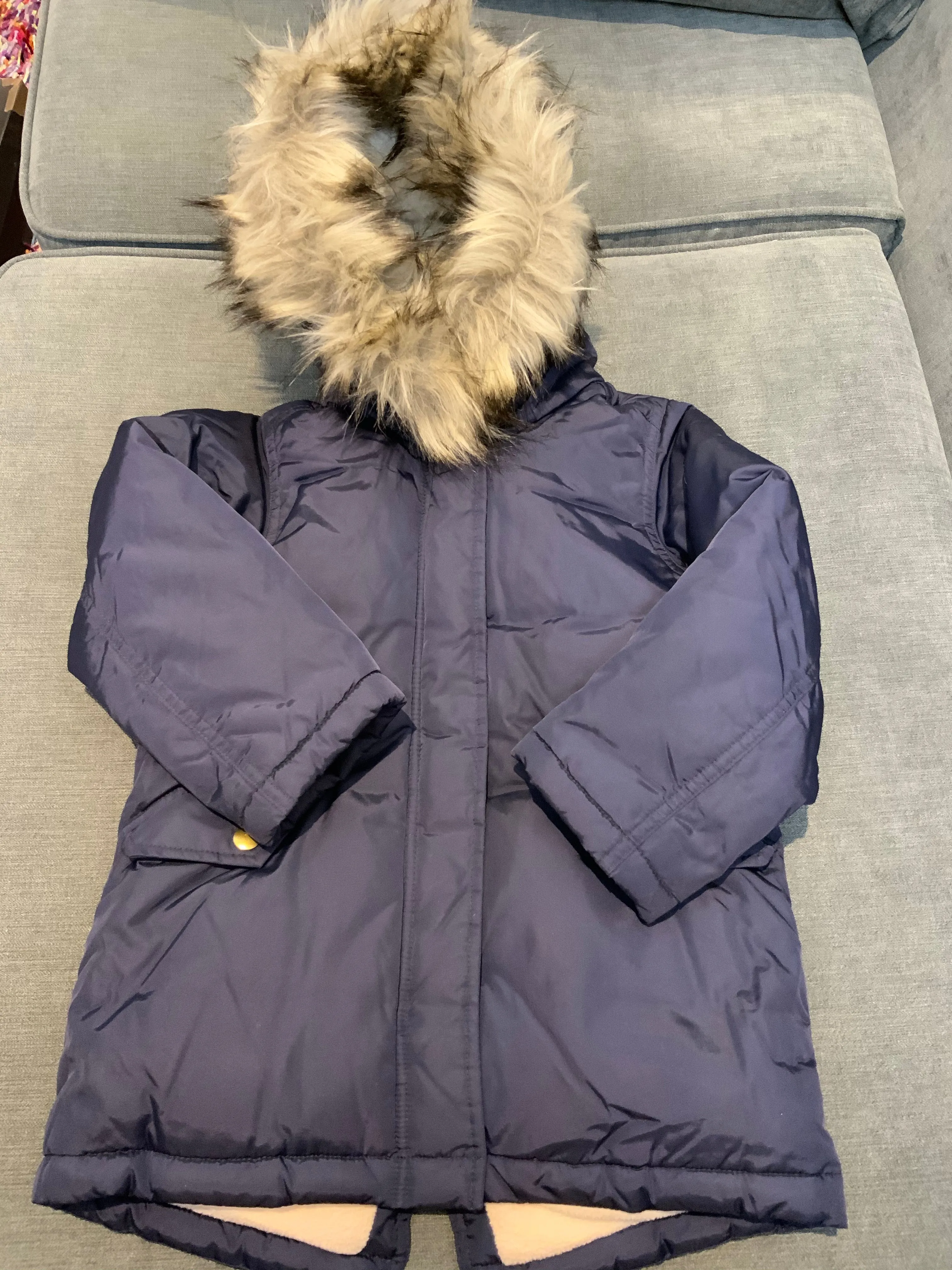 Crewcuts by J. Crew Girls' Puffer Parka Navy Winter Coat Jacket Size 4-5 years children