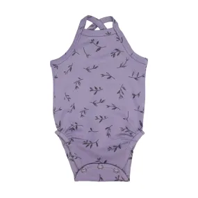 Criss-cross Bodysuit in Amethyst Flower