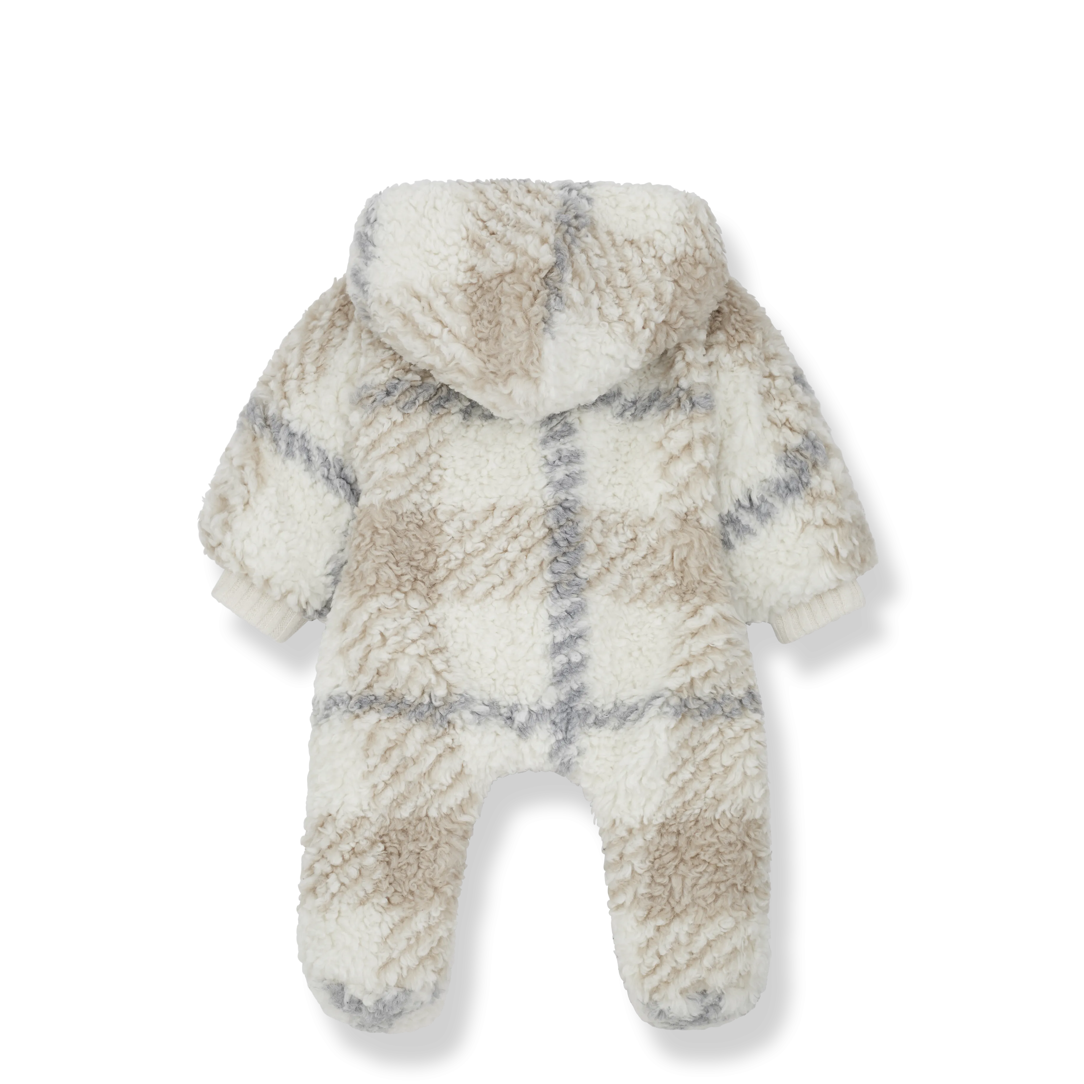 Cugat Checked Teddy Fleece Baby Pramsuit