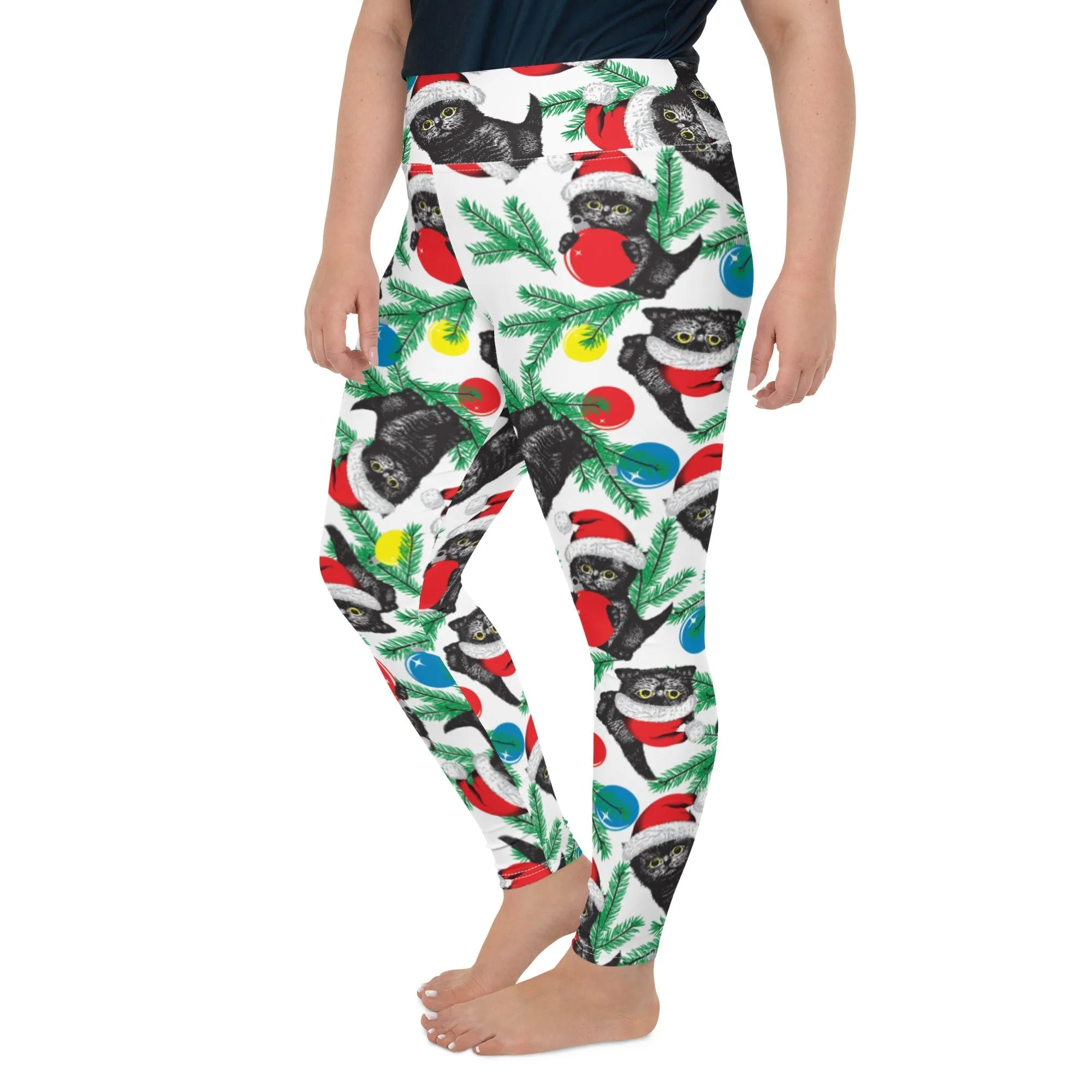 Cute Christmas Cat Plus Size Leggings