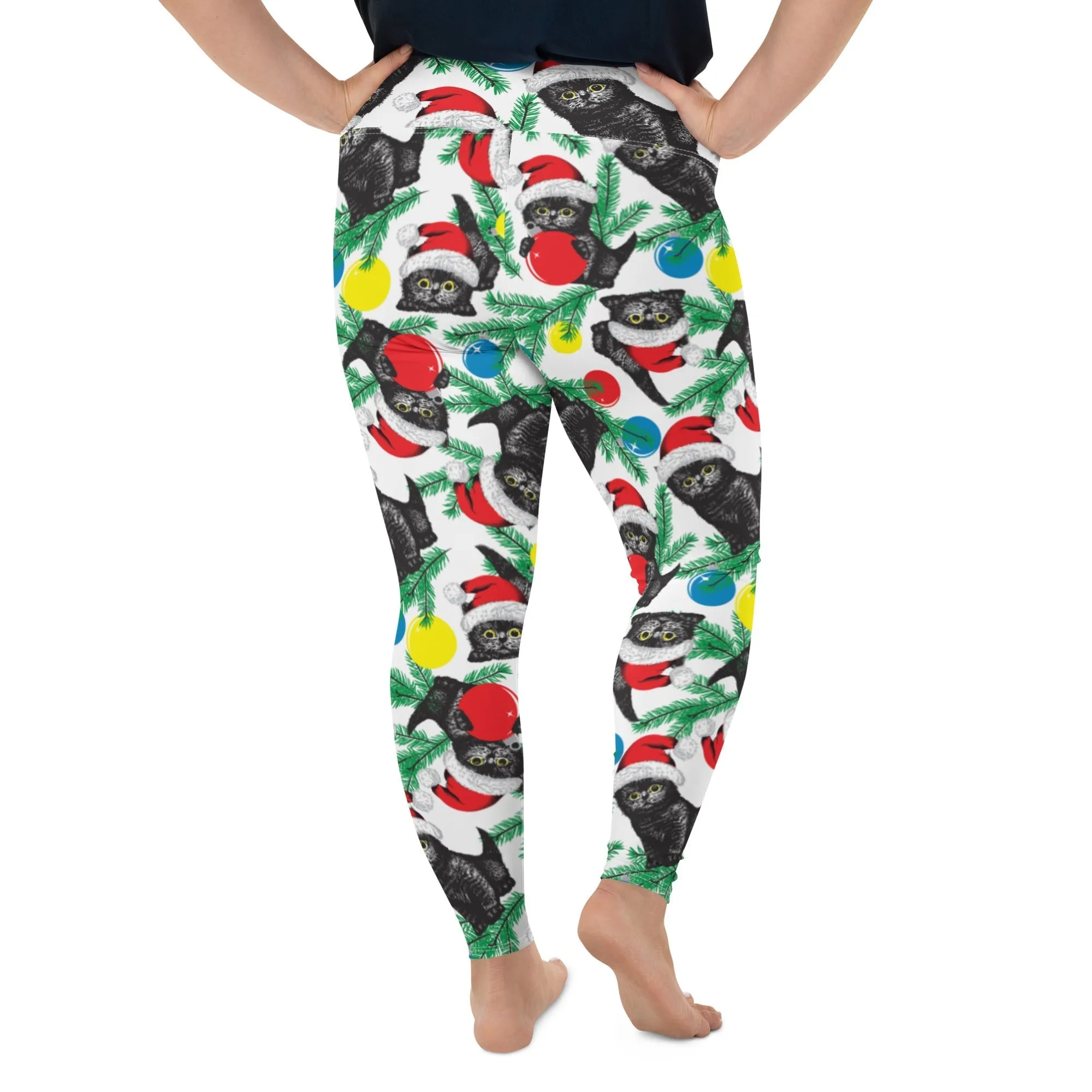 Cute Christmas Cat Plus Size Leggings