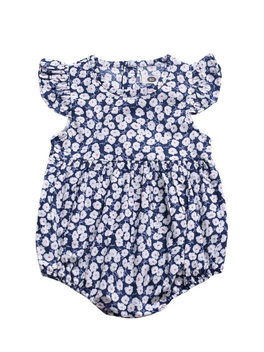 Cute Short Butterfly Sleeve Infant Summer Romper