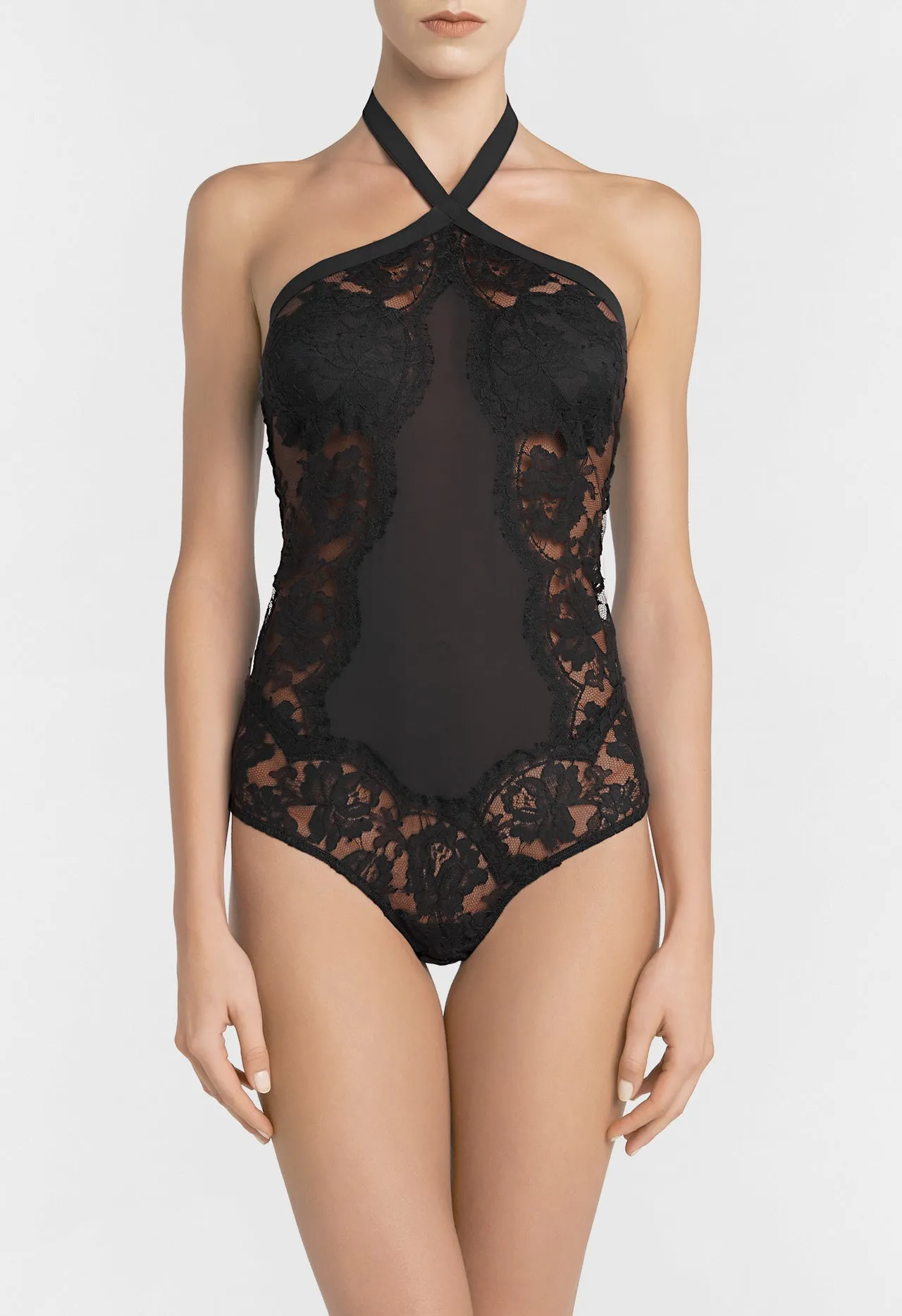 Dark-gray lace bodysuit