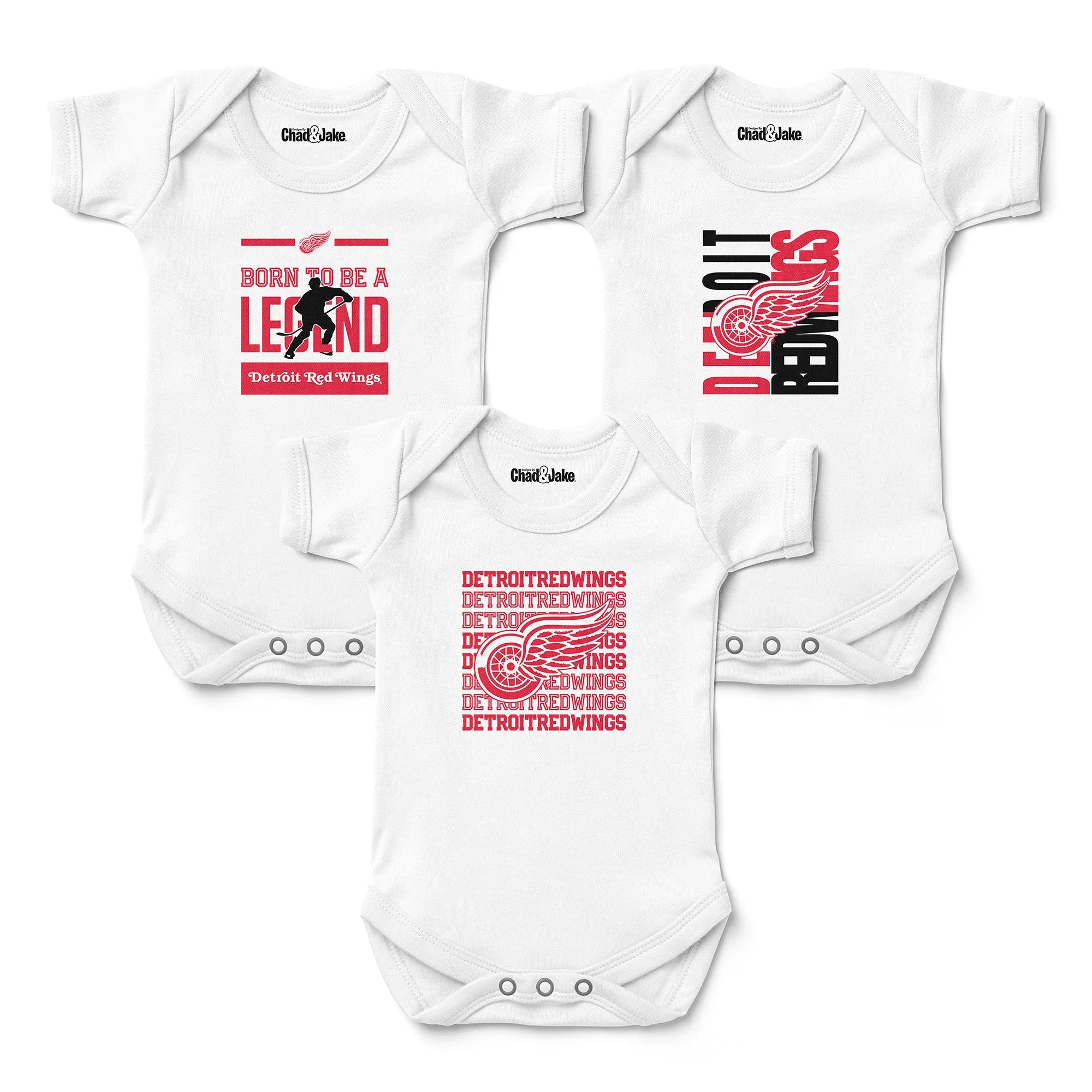 Detroit Red Wings 3-Pack Bodysuits