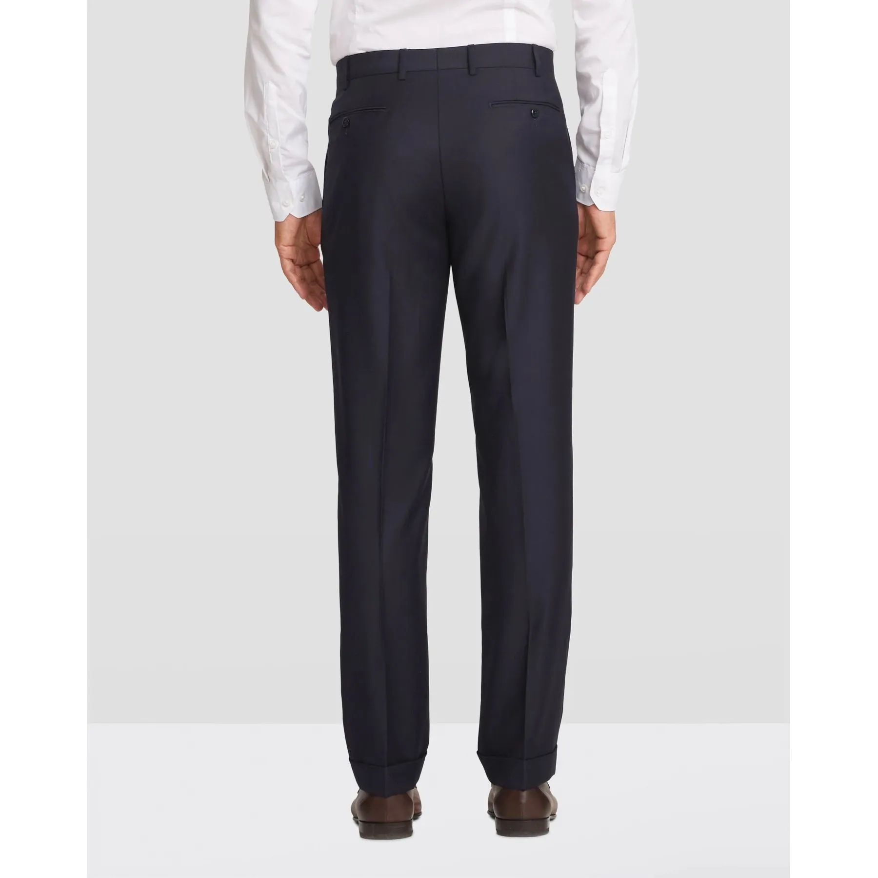 Devon Flat Front Stretch Wool Trouser in Midnight (Modern Full Fit) by Zanella