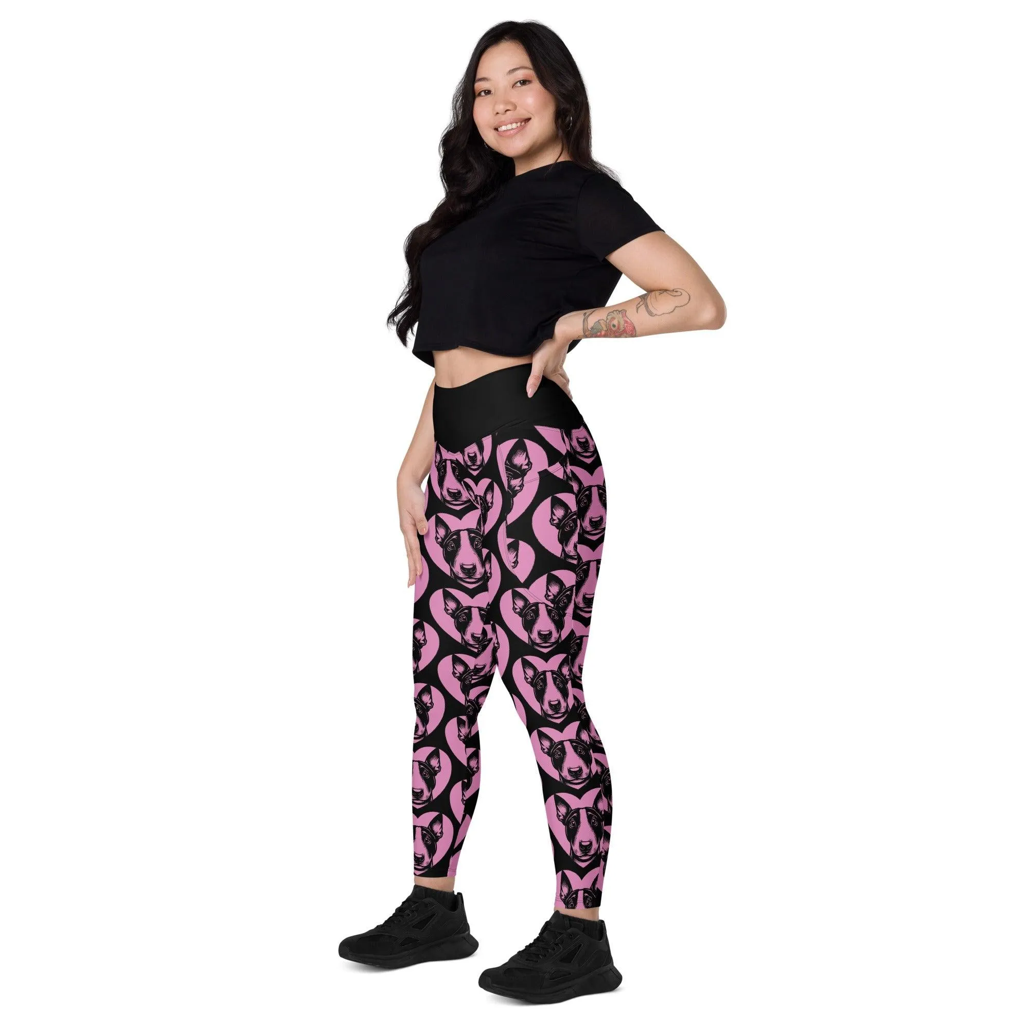 DOG BREED LEGGINGS with pockets - BULL TERRIER - HERTTAHOUND - pink