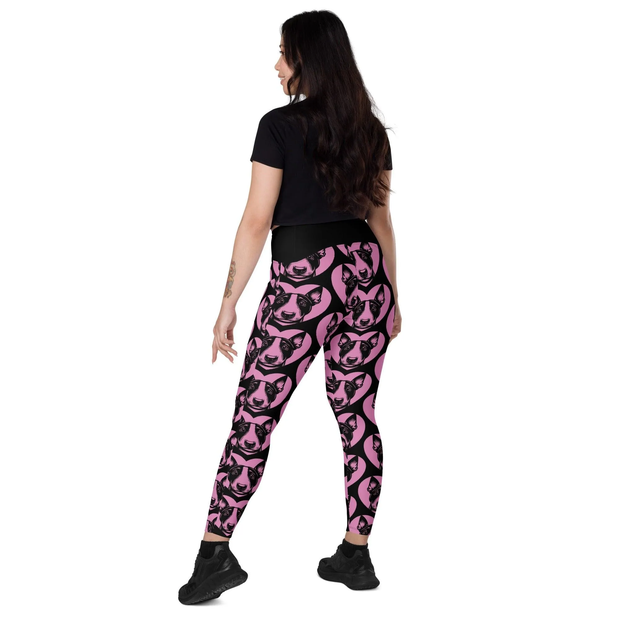 DOG BREED LEGGINGS with pockets - BULL TERRIER - HERTTAHOUND - pink