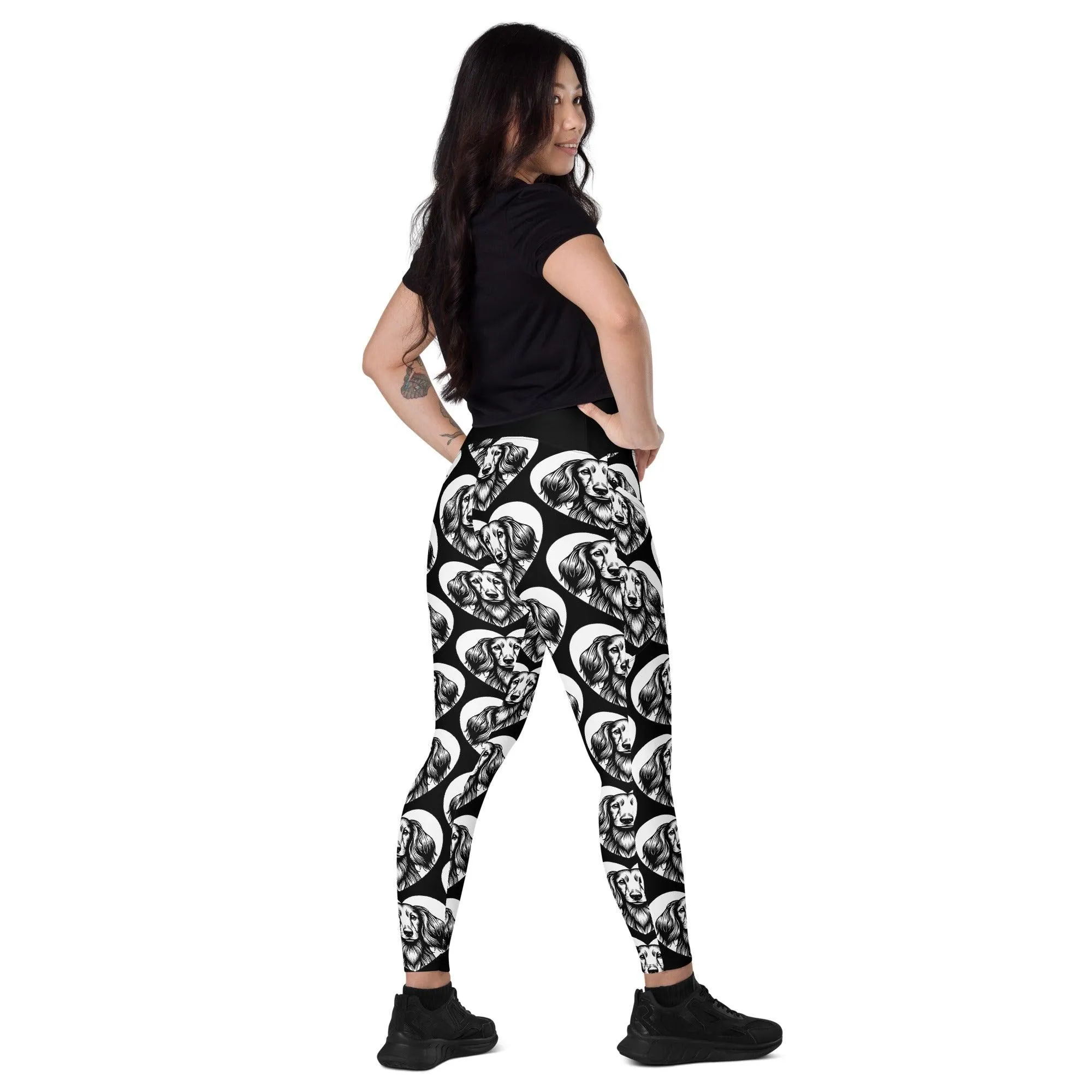 DOG BREED LEGGINGS with pockets - DACHSHUND LONG HAIRED - HERTTAHOUND