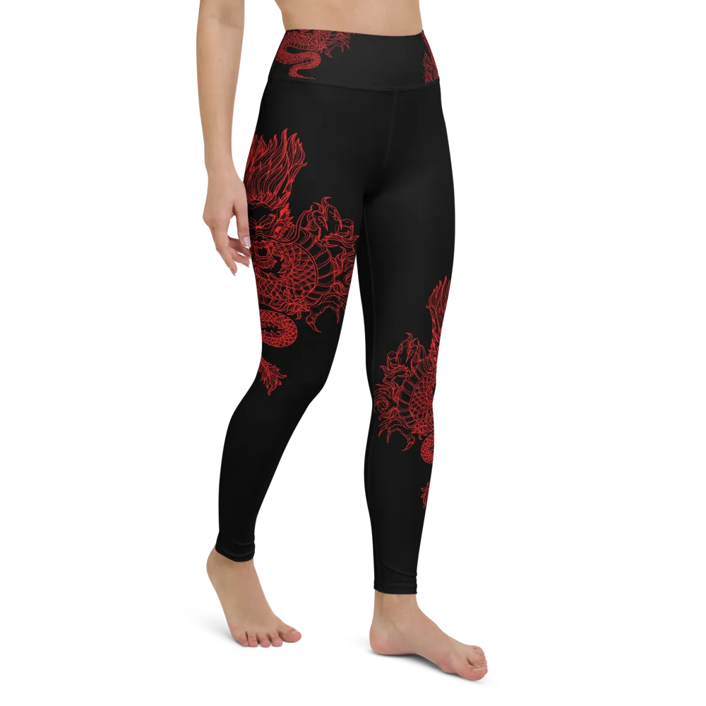 Double Dragon High Waist Womens Yoga Leggings