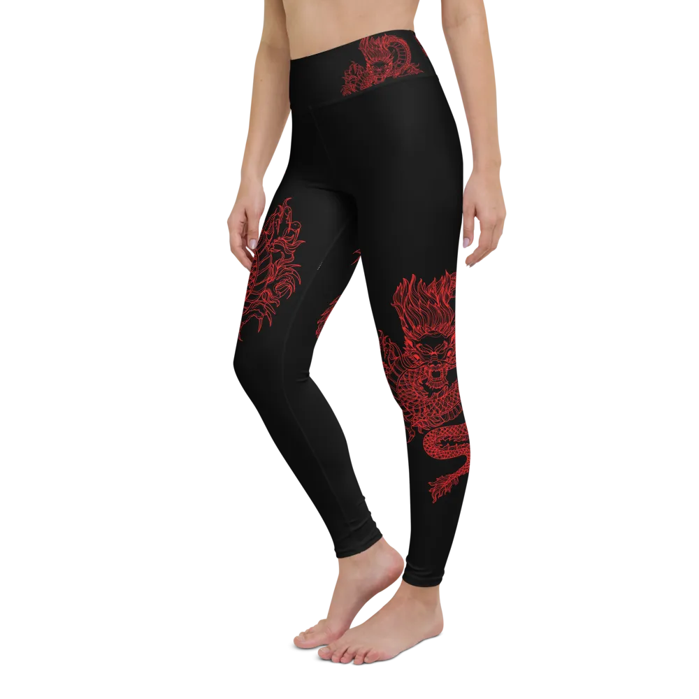 Double Dragon High Waist Womens Yoga Leggings