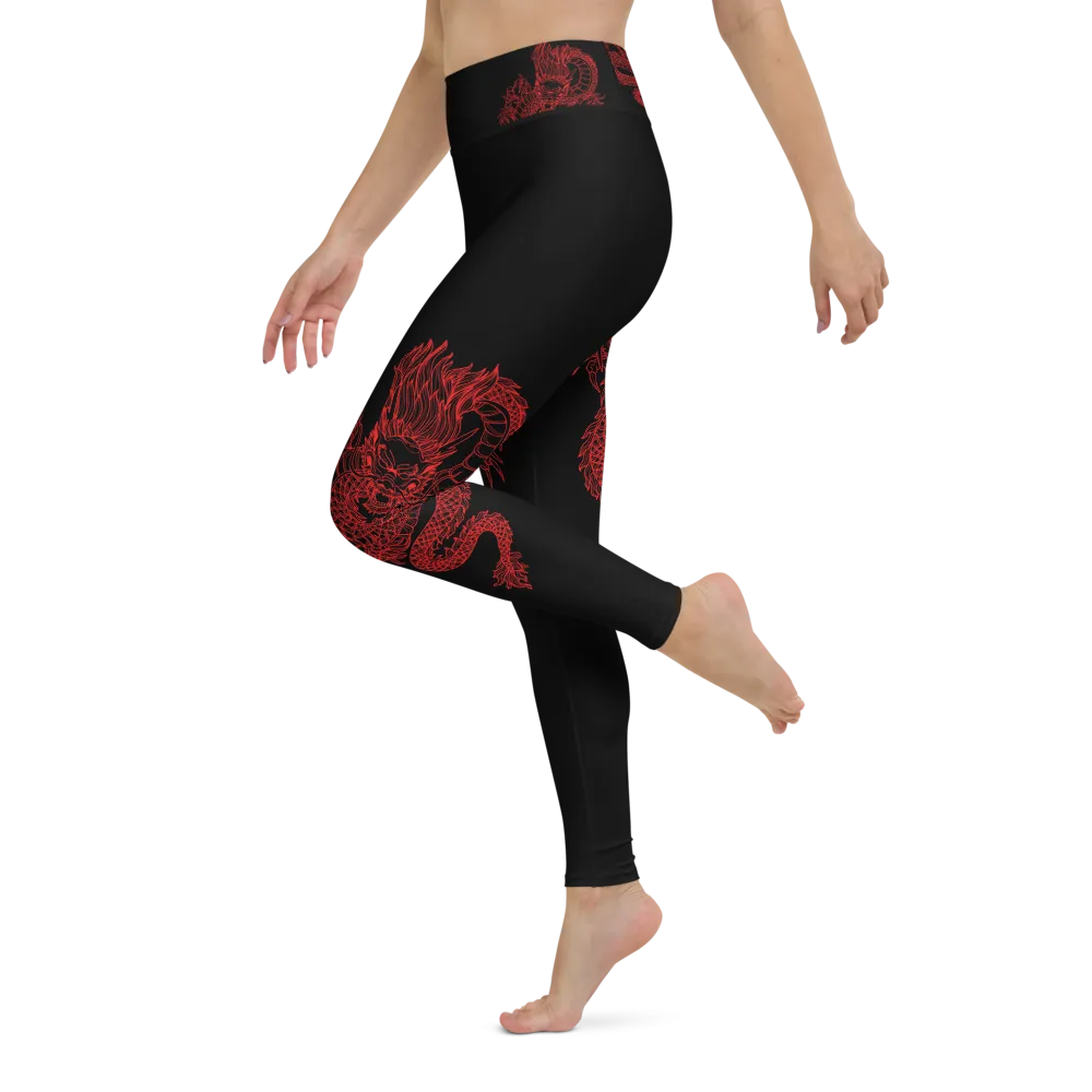 Double Dragon High Waist Womens Yoga Leggings