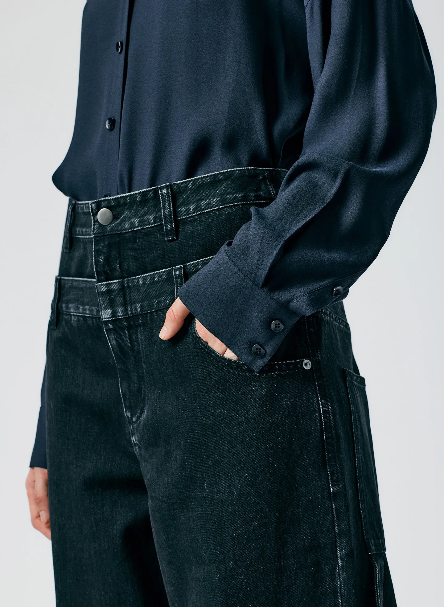 Double Waisted Black Denim Sam Jean