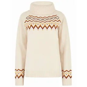 Dubarry Riverstown Ladies Fair Isle Polo Neck Jumper - Chalk