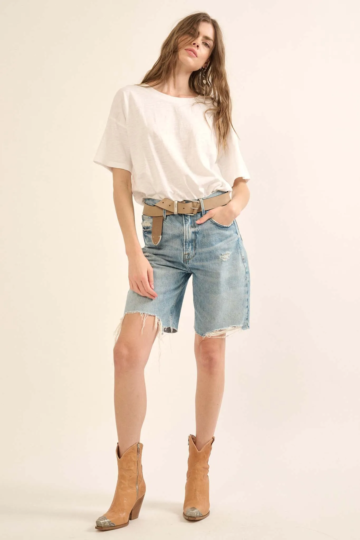 Easy Fit Vintage-Wash Slub Cotton T-Shirt Bodysuit