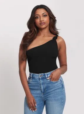 Eco Black One Shoulder Bodysuit