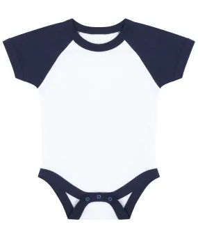 Essential short-sleeved baseball bodysuit | White/Navy