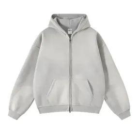 Faded Gray Double Zip Up Hoodie