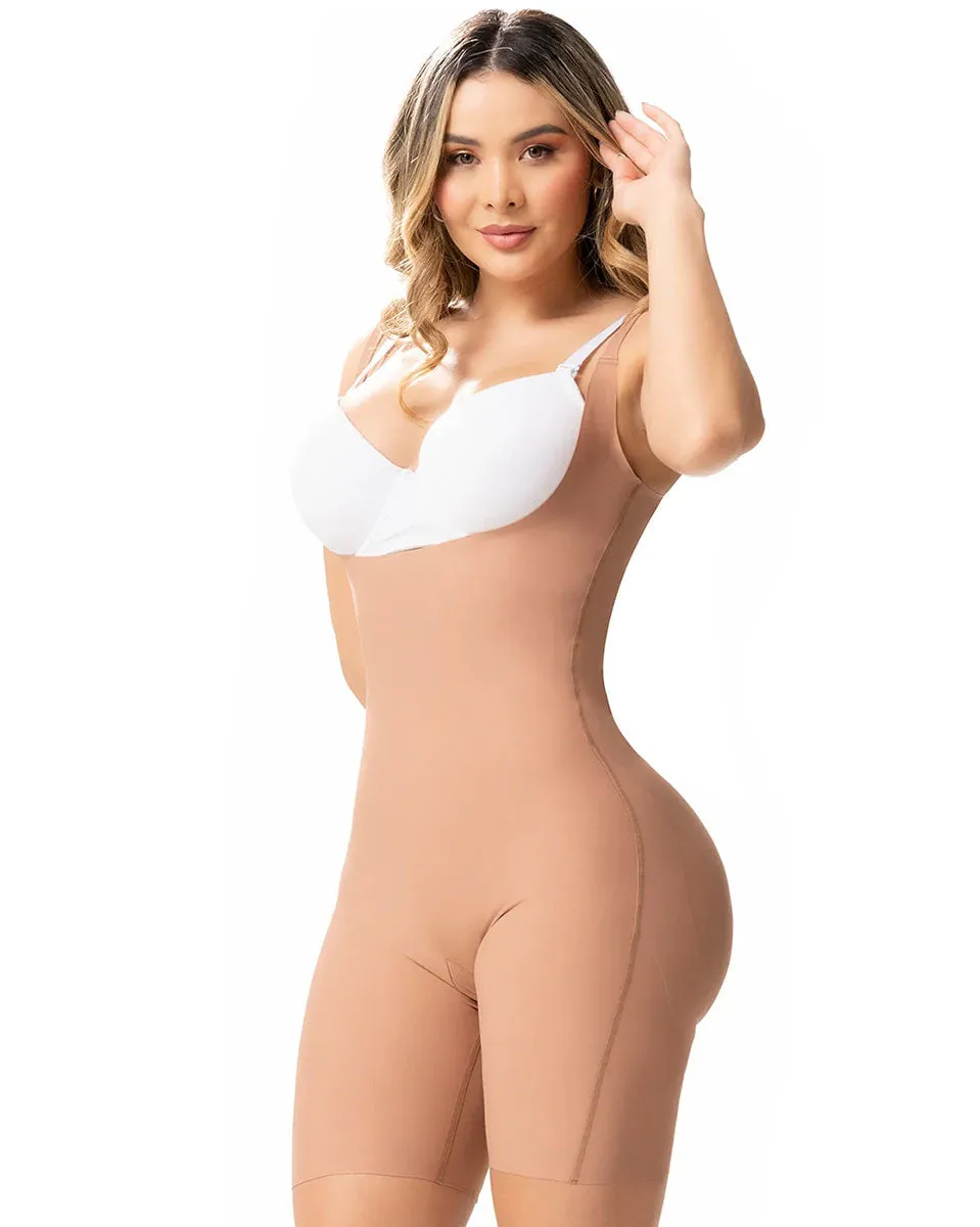 Fajas Sonryse Tummy Control Buttock Lift Shapewear Bodysuit Open Bust & Mid-thigh