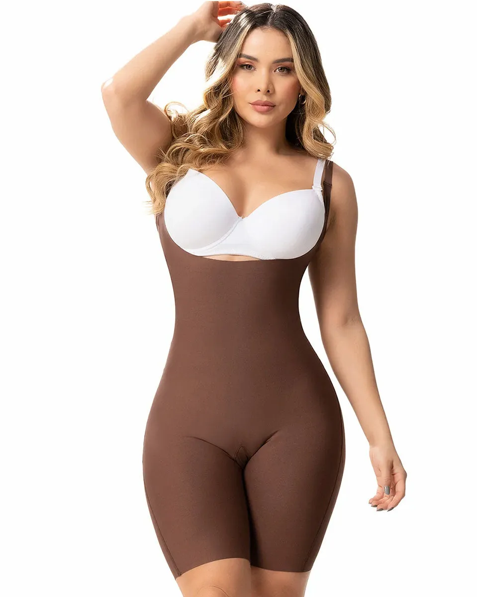 Fajas Sonryse Tummy Control Buttock Lift Shapewear Bodysuit Open Bust & Mid-thigh