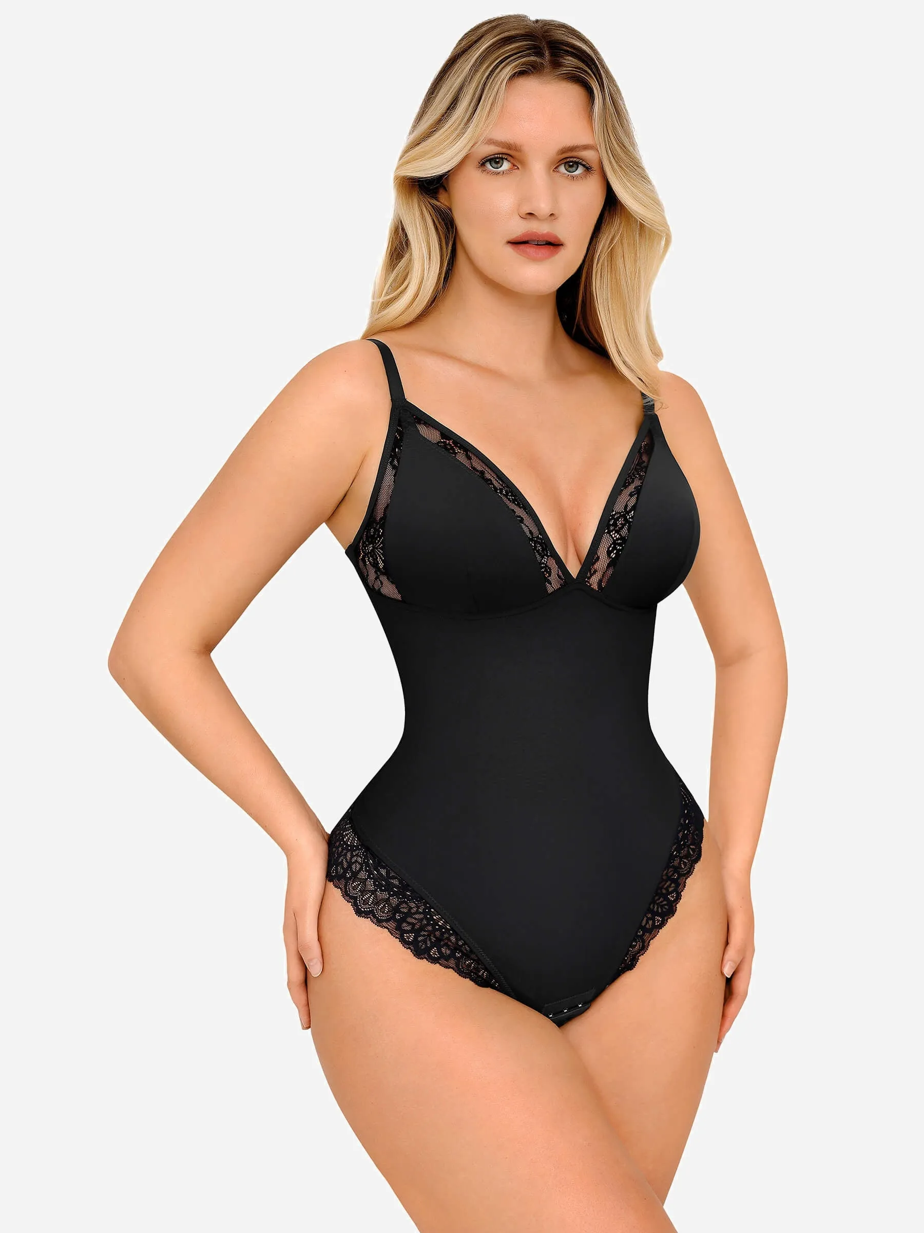 Feelingirl Deep V Neck Thong Body Shaper