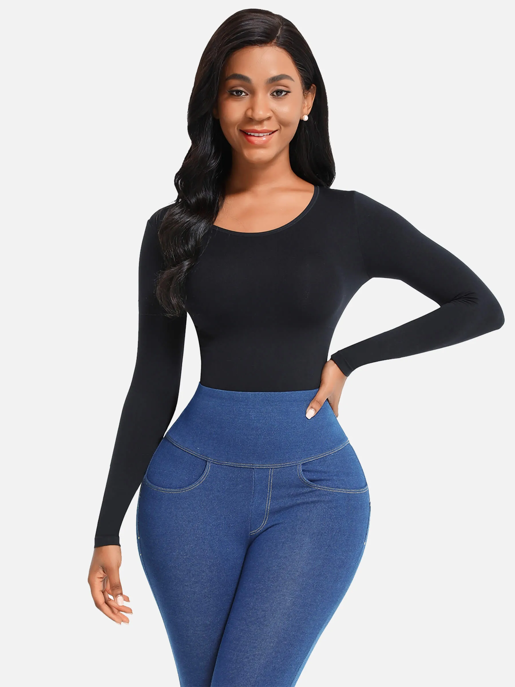 Feelingirl Long Sleeve Full Control Thong Bodysuit