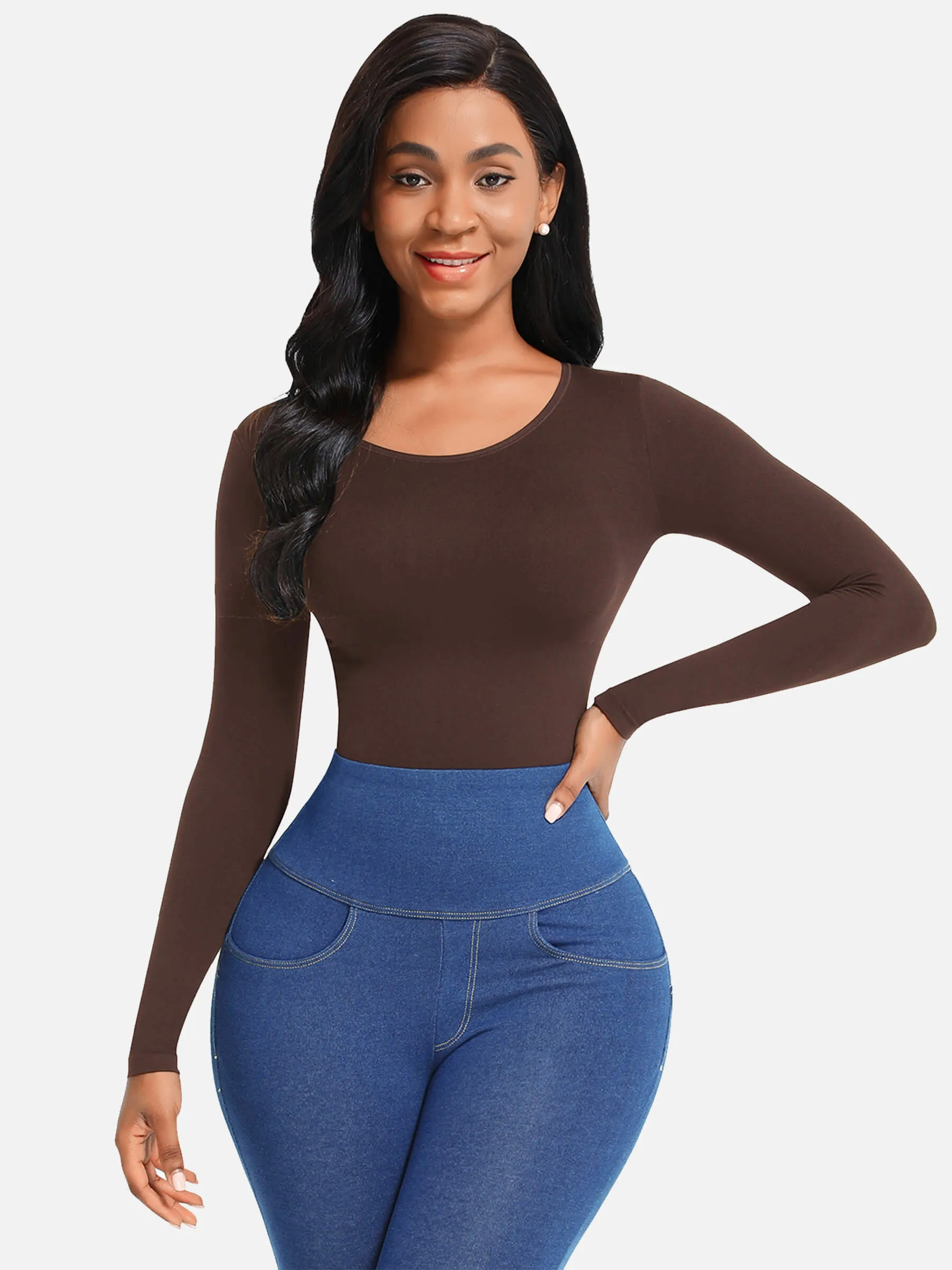 Feelingirl Long Sleeve Full Control Thong Bodysuit