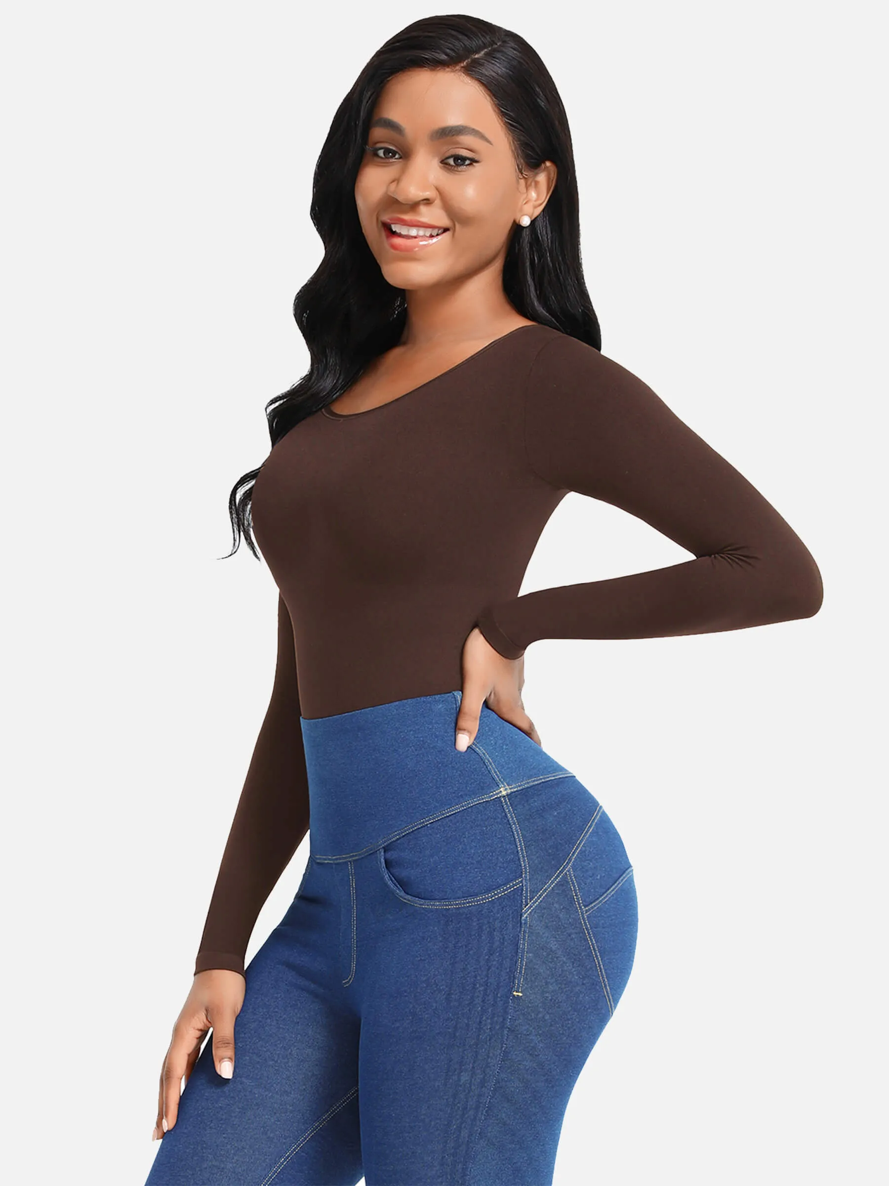 Feelingirl Long Sleeve Full Control Thong Bodysuit