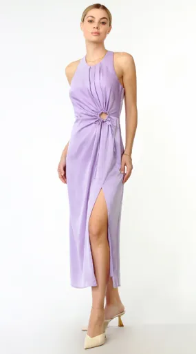 Fiona Satin O-Ring Midi Dress Violet