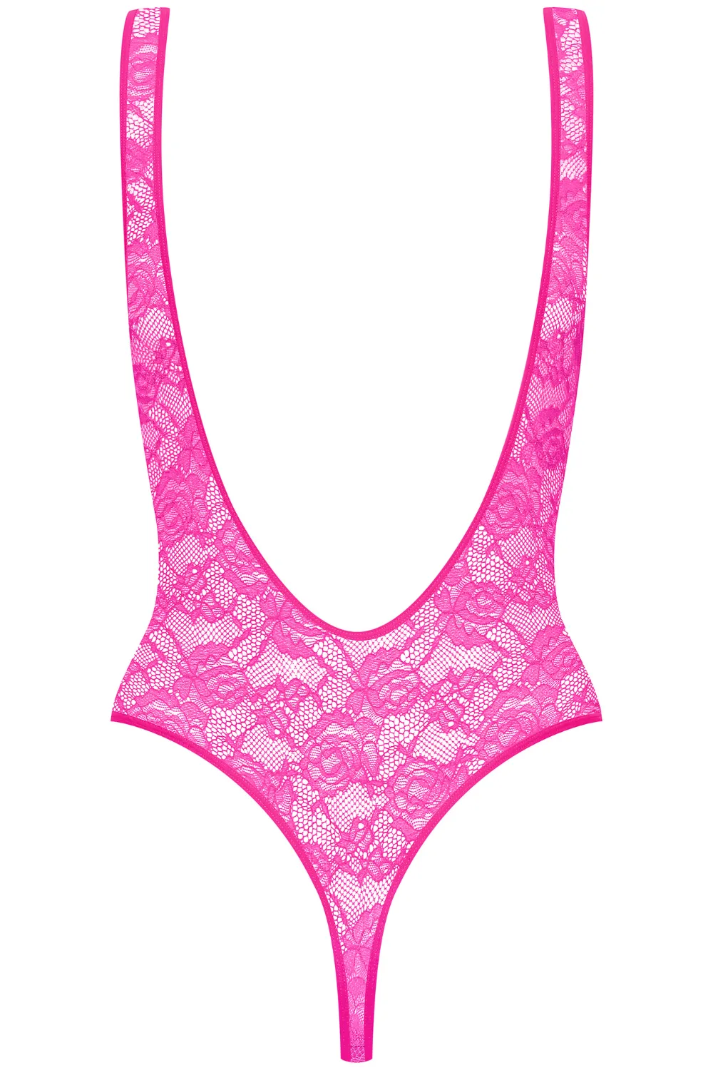 Flashback Lace Open Back Thong Body Pink