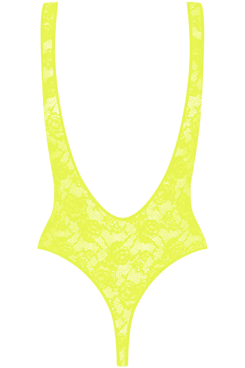 Flashback Lace Open Back Thong Body Yellow