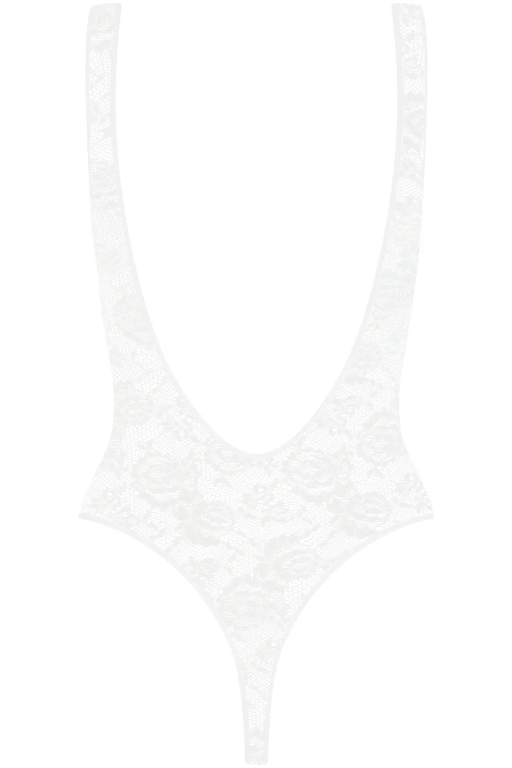 Flashback Lace Open Back Thong Bodysuit White