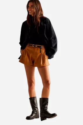 Free People We The Free Free Reign Vegan Shorts in Brown