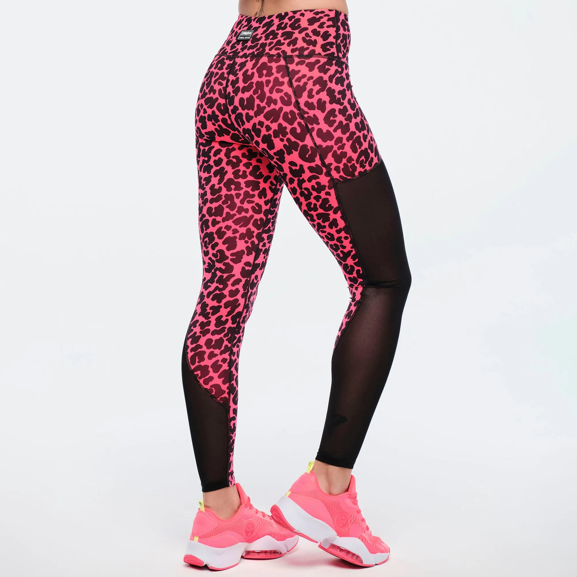 Funscape High Waisted Mesh Ankle Leggings - Pink Happy