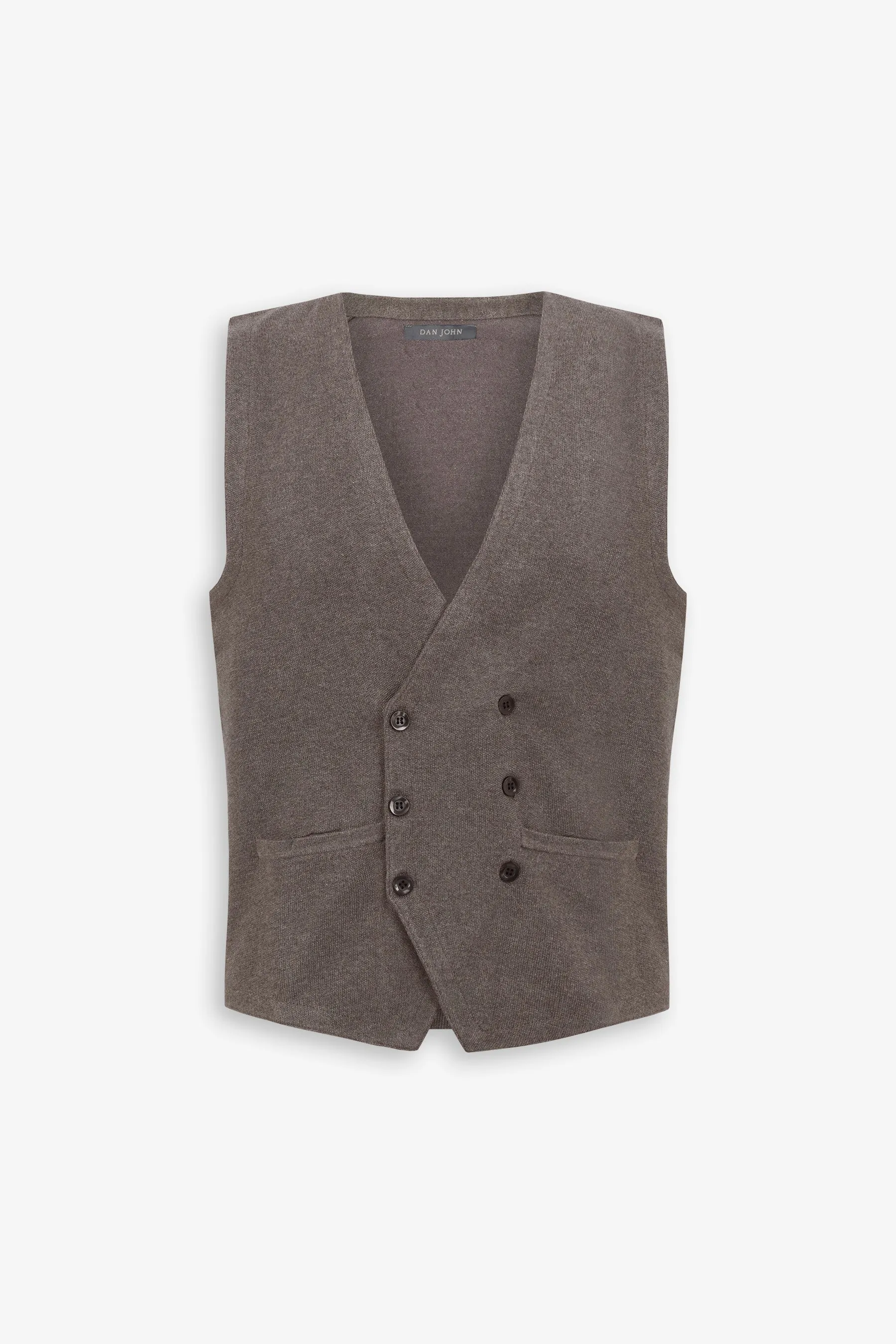 Gilet doppiopetto in maglia tortora