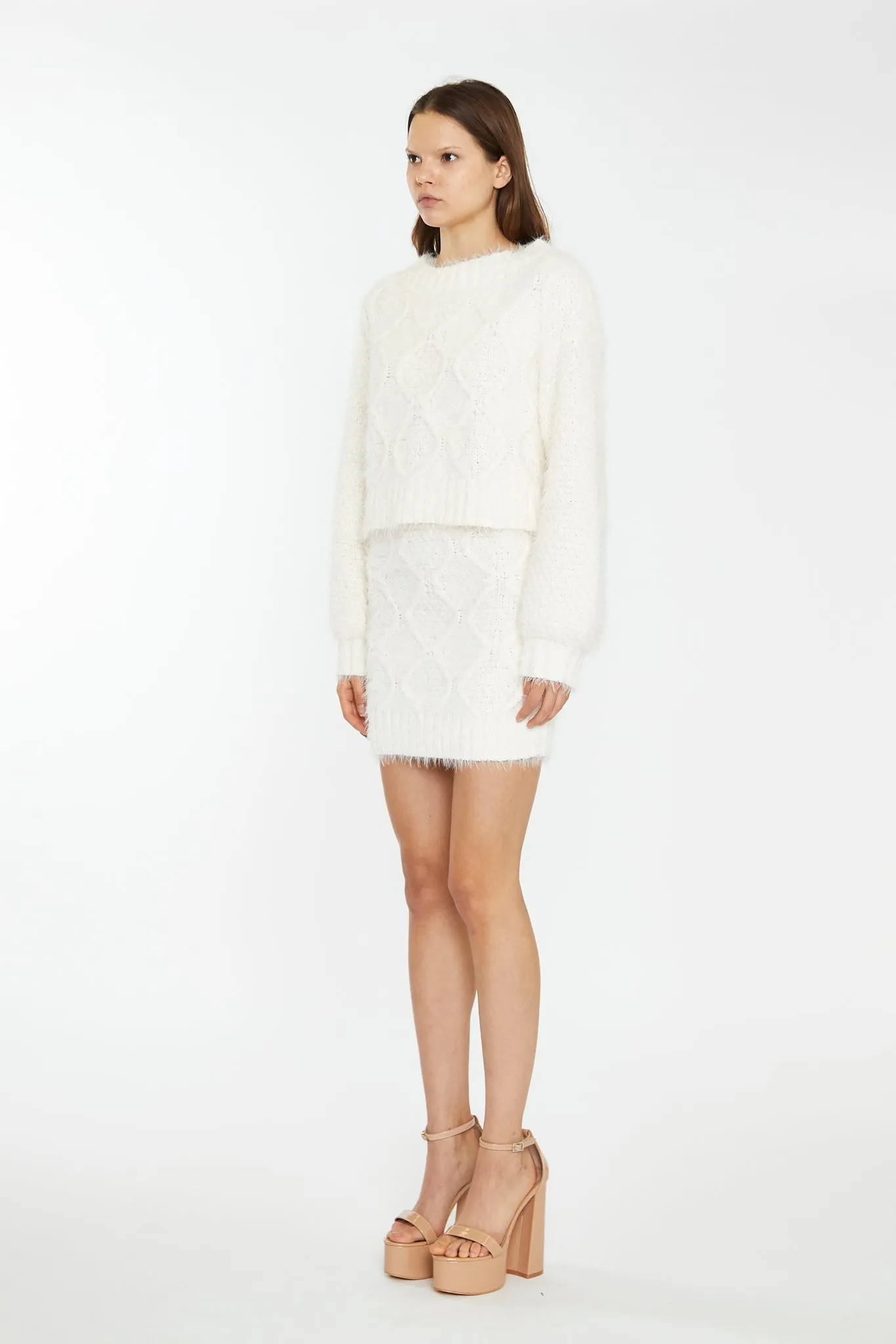 Glamorous Off White Knit Long Sleeve Jumper