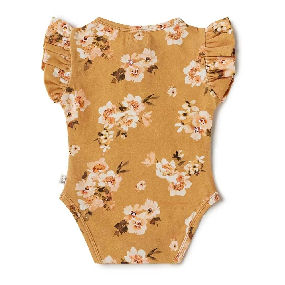 Golden Flower Short Sleeve Organic Bodysuit