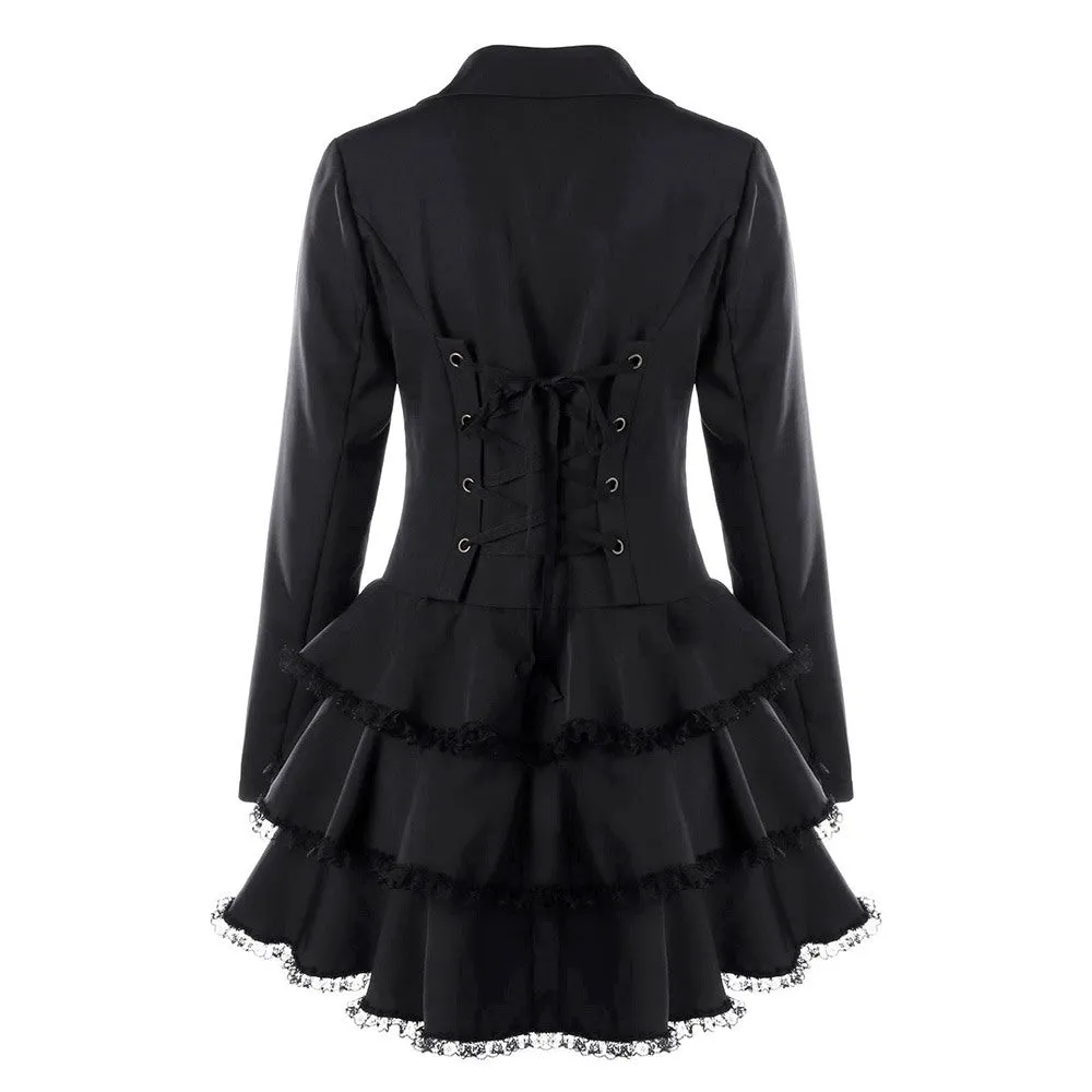 Gothic Lace Trench Ruffle Overcoat