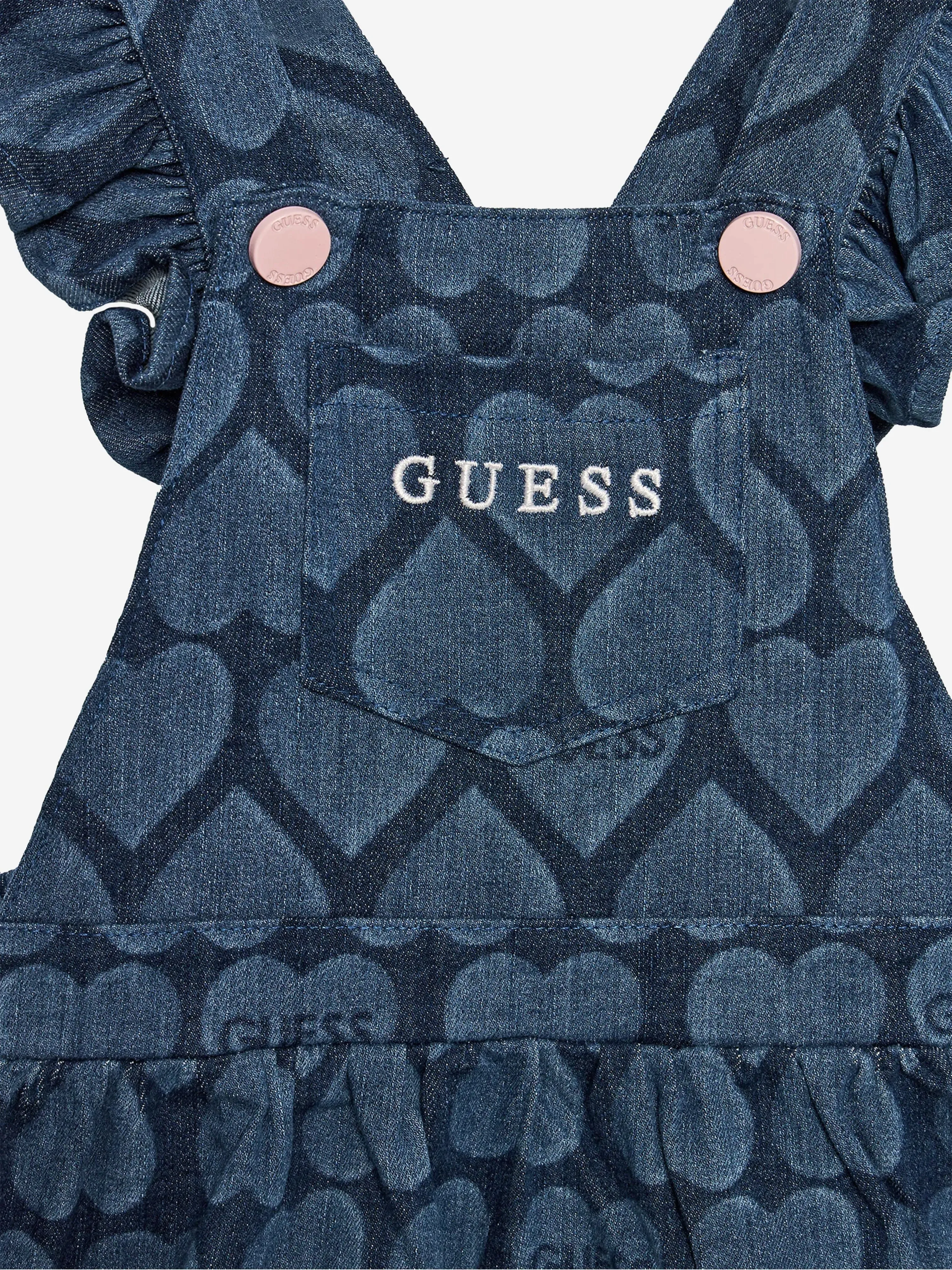 Guess Baby Girls Body And Denim Skirtall Set in White