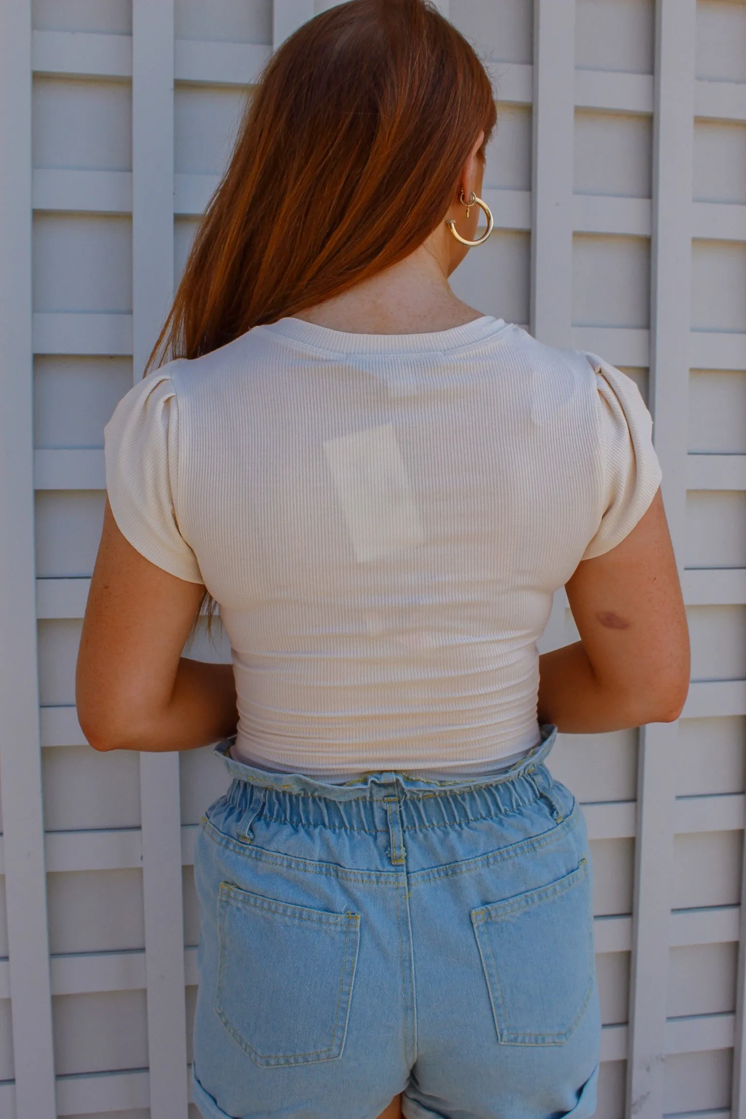 Hala Ivory Puff Sleeve Button Up Bodysuit