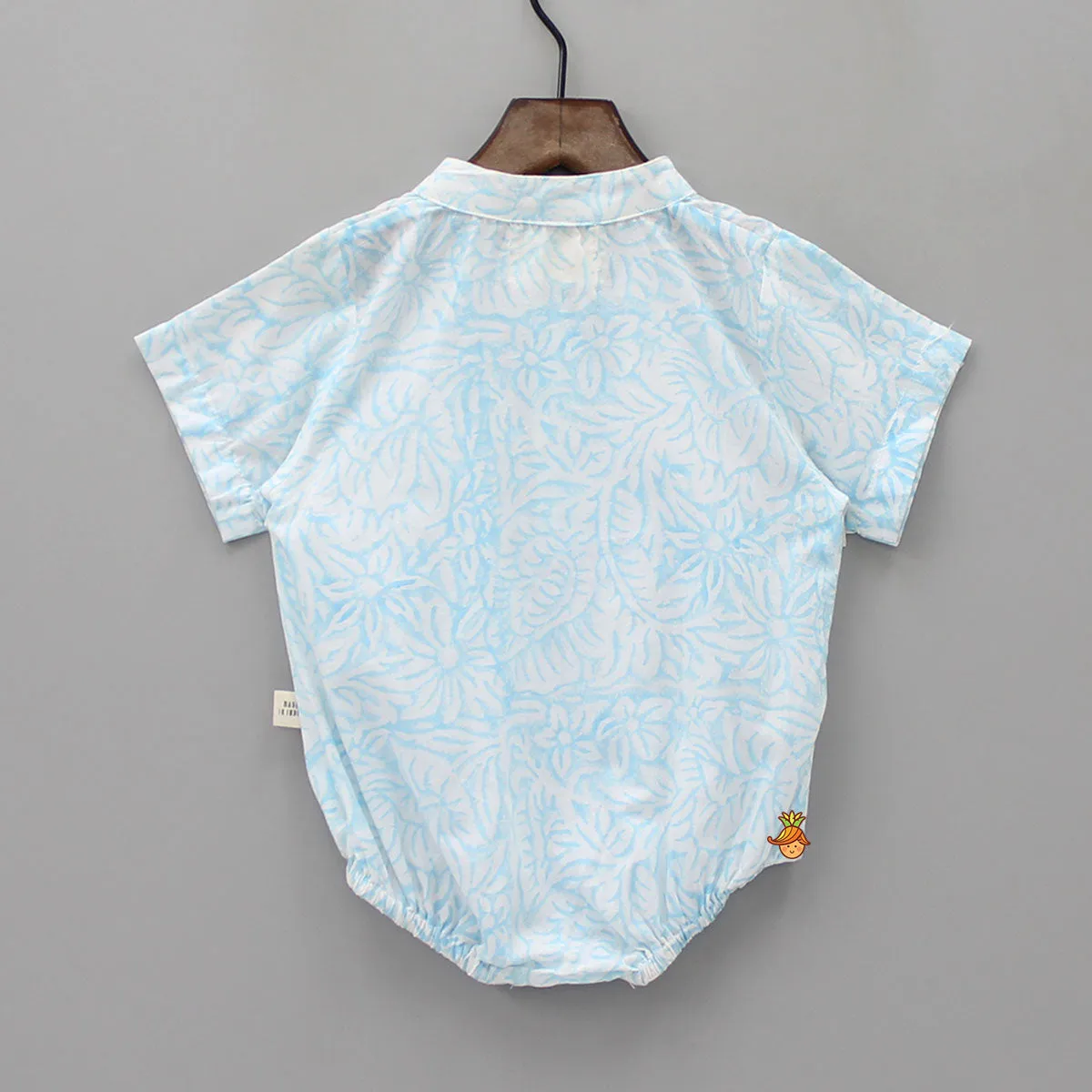 Hand Block Floral Printed Powder Blue Bodysuit