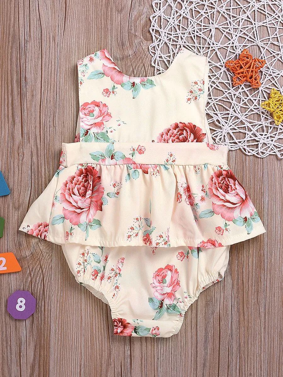 High Summer Onesie Flower Bow Baby Girl Bodysuit