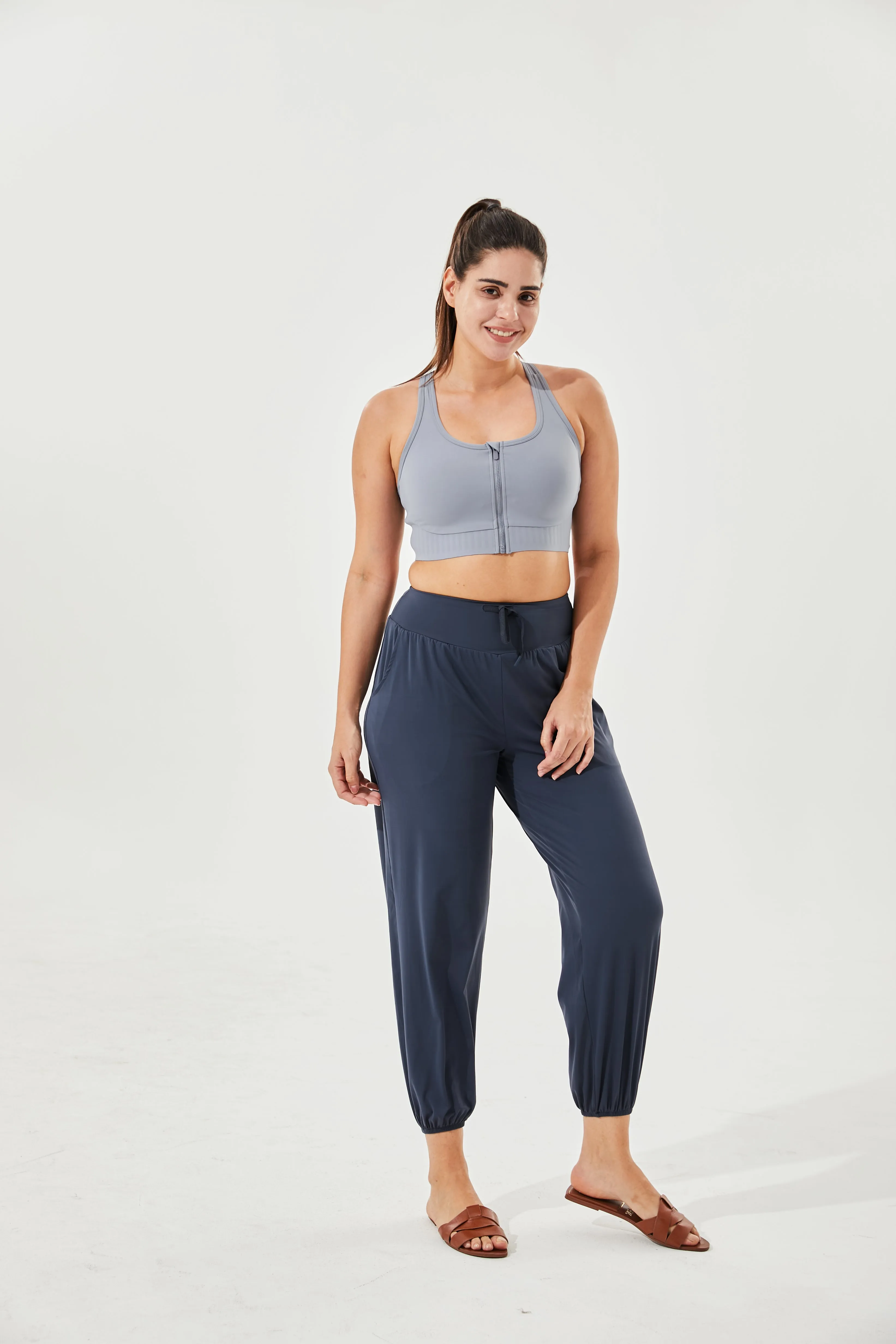 High-Waist Silky Boho Joggers With Cuffs